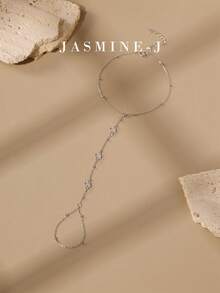 1 pièce Bracelet chaîne à perles plates en argent sterling S925, incrusté de 3 diamants et pierres de zirconium, plaqué or, minimaliste polyvalent, convient pour un port quotidien, un excellent cadeau pour elle - Multicolore - Voir 6