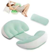 FIAN Almohada Embarazo almohada para embarazada para dormir Artículos Esenciales para embarazo para dolor de espalda y piernas embarazadas caderas apoyo para el vientre Lavables y Ajustables rosa - Verde - Ver 1