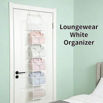 1pc 6-Layer Over-The-Door Hanging Storage Bag, Makeup Organizer Wall Mount, Large Capacity Mesh Transparent Pocket Hanging Storage Bag, Suitable For Kitchen, Nursery, Bathroom, Closet, Bedroom, Dorm, Baby Diapers, Children's Toys (6-Layer Multi-Color)