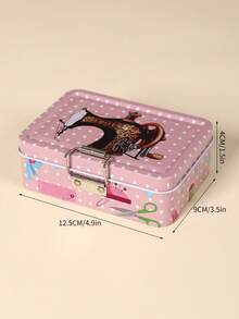 1pc Double-Layer Metal Tin Storage Box With Clasp - Multi-Color, Sewing Tool Organizer For Arts & Crafts, Practical Hanging Hook - Multicolor - View 13