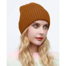 ROYBENS Womens Satin Lined Beanie For Men Wool Knit Cuffed Warm Winter Hats Fisherman Beanies Women Soft Skull Cap Unisex,6-75/8,1pcs-Camel - 1件-駱駝 - 查看 5