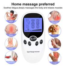 TENS + EMS Dual Channel Muscle Relief Therapy Pulse Massager With 8 Electrodes For Shoulder Pain, Shoulder And Back Pain, Knee Muscle Pain, Injury Recovery, With Portable Design, It Is The Best Gift For Friends And Relatives! - White - View 2