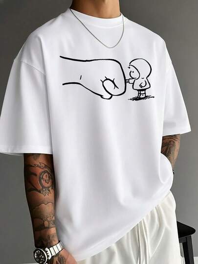 Simple Studio | 男士趣味击拳印花宽松T恤，夏季款