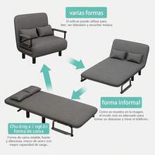 Sofá Cama De Tela Gris Plegable Moderno Y Resistente - Gris - Ver 5