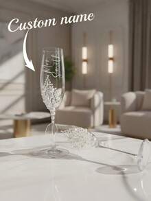 Personalized Bride Champagne Flute, Faux Pearl Crystal Glass Champagne Flute, Customized Champagne Flute For Bride & Bridesmaids - Reusable, Dishwasher , Customized Champagne Flute With Bow / Bride & Bridesmaids Wine Glass / Wedding Party Glassware / Wedding Supplies / Champagne Flute / Champagne Coupe / Bridesmaid / Bride / Maid Of Honor / Mother Of The Bride / Bachelorette Party / Birthday Party - Multicolor - View 5