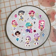 8张/套 K-Pop 可更换贴纸，女团贴纸，DIY拼图贴纸，变脸贴纸套装，乙烯基贴纸，适用于日记本、笔记本、笔记本电脑、保险杠、滑板、水瓶、电脑、手机、卡通、头盔、汽车和装饰