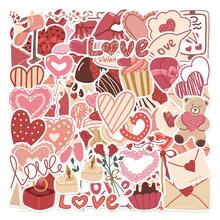 58pcs New Valentine's Day Heart Stickers, Ins Style Girl Scrapbooking, Phone Case Decor Scrapbook Supplies Stationery - Multicolor - View 6