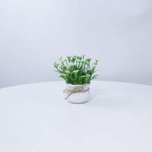 1 pièce/4 pièces Mini plantes artificielles en pot, série verte de fleurs et verdure artificielles, décoration pour la maison, le bureau/le bureau/la table à manger/la coiffeuse - Vert - Voir 13