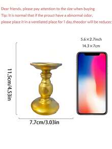 1件金色艺术树脂烛台/烛架，伊斯兰柱形设计，适用于斋月餐桌、婚礼装饰、四季烛台、宾馆/酒店装饰、精致房间装饰、餐厅和家居装饰、餐桌中心装饰品等。 - 彩色 - 查看 10