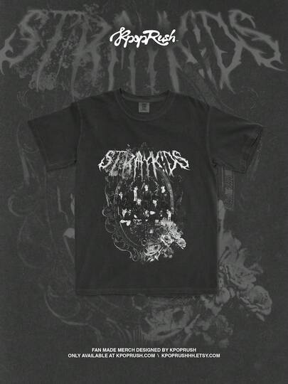 Camiseta básica de manga corta con cuello redondo y estampado de moda para chicos, camiseta gráfica de , camiseta de rapero bootleg, regalo de merchandising de fan de Kpop SKZ Stay, camiseta de la gira mundial de conciertos DominATE para chicos y jóvenes estudiantes en otoño