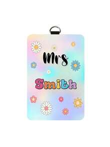 Anpassad personlig lärar-ID-kortshållare i äkta läder, lärarpresent, lärardagspresent, present till skolstarten, anpassad ID-kortshållare med skolmaterialtema, skolmaterialpresent till lärare, tryckt mönster, julklapp - Multifärgad - Visa 16