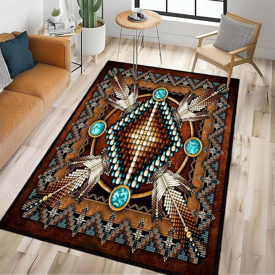 Southwestern Area Rug 3x5 Washable Bedroom Rug,  Rugs  Throw Rugs Vintage Rug Non Slip Entryway Area Carpet Soft Floor Carpets Mat For Living Room,Entrance,Laundry,Office - 3x5英尺(90x150公分) - View 1