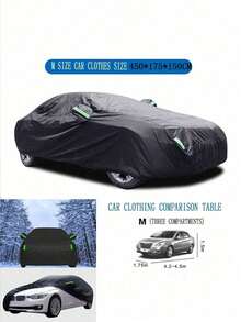 190T Car Cover, SUV Car Cover Waterproof Outdoor Car Cover Suitable For All-Weather Sun, Ice And Snow Cover For SUV, Outdoor Car Snow, Rain And UV Protection - Premium Full Car Exterior Cover With Reflective Stripes And Windproof Strap, Foldable, Solid Black
