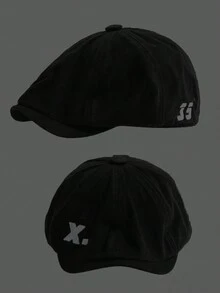 1 pieza Gorra plana clásica y retro con bordado de letra, unisex, gorra de estilo periodero casual, apta para uso diario - carta - Ver 2