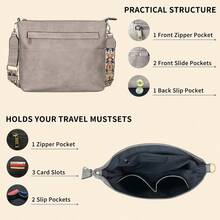 Purse Handbag For Women Large Capacity Vegan Leather Shoulder Zipper Bag - Grey - View 4