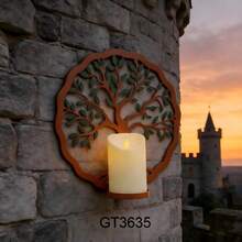 Metal Wall Decoration, Life Tree Candlestick, Genealogy Tree Wall Decoration, Creative Home Decoration, Living Room, Bedroom, Office Wall Art Pendant - Burnt Orange - View 5