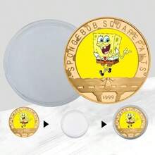 SpongeBob SquarePants 1枚海绵宝宝纪念币，小巧礼品收藏币动漫卡通周边摆件金属工艺品 - 彩色 - 查看 7