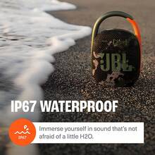JBL Clip 4 迷你便携式蓝牙音箱，IP67 防水防尘，耐用夹式设计，低音浑厚，电池续航时间长，小巧便携，适合户外徒步、露营、骑行、海滩旅行等多种场合。 - 藍色 - 查看 8