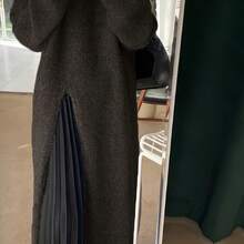 Plus Size - New Autumn And Winter Solid Color Round Neck Long Sleeve Dress With Side Slits, Versatile And Youthful, Mid-Length Design In Korean Style. - Dark Gray - View 4