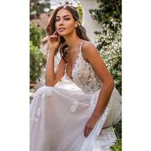 Elegant Sexy A Line V Neck Backless Lace Appliqué Tulle Formal Wedding Dress Registry Office Dresses Bridal Dress,Evening Party Dress Birthday Party Dress Country Wedding,Romantic Church Ceremony Wedding Dress,Suitable For Wedding,Dating,Party,Singles' Party,Vacation,Formal Occasions,Dinner Dress,Prom Dress,Homecoming Dess,Cocktail Party,Wedding Guest Dress,Graduation - 白色 - 查看 6