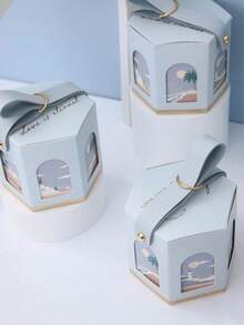20/25/50pcs Paper Gift Boxes With PU Handle, Hexagon Shape, Suitable For Candy, Gifts, Packaging, Flat Packed, Self-Assembly Required - Multicolor - View 6
