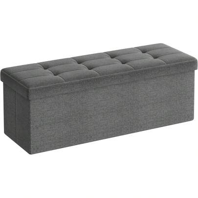 Banco de Almacenamiento, Baúl, Caja de Almacenamiento, Plegable, Carga de 300 kg, 120 L, 110 x 38 x 38 cm, Gris Oscuro