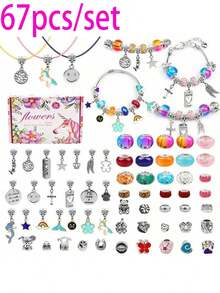 4 Sets Of 112pcs/94pcs/87pcs/67pcs DIY Bracelet Beads Kits, Includes Unicorn & Mermaid Crafts, Contains Multiple Decorations, Bracelets & Necklace Strings, Suitable For Birthday, Ramadan, New Year & Valentine's Day Gifts