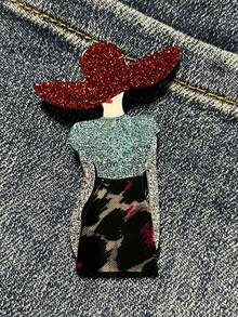 1pc Creative Acrylic Girl Brooch, Fashionable & Unique Ladies Brooch, Cartoon Elegant Women Brooch, Bag Accessory Pin, Best Birthday Gift For Friends - Fashion Acrylic Brooch - View 5