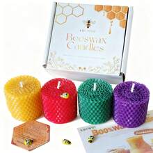 4/8支装纯蜂蜡柱状蜡烛，2 x 2英寸（约5 x 5厘米），卷状蜂巢蜂蜡蜡烛 - 无滴蜡，无烟，适用于家居装饰、派对、婚礼、晚宴、洗礼等场合。 - 彩色 - 查看 11