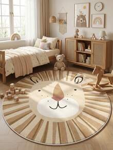 1 Peça Tapete Redondo de Lã Sintética com Estampa de Leão Cartoon, Macio e Absorvente, Capacho de Entrada, Decoração Doméstica, Decoração de Festa, Tapete de Ano Novo, Tapete Pequeno, Fofo e Minimalista, Adequado para Idosos, Jovens, Crianças, Sala de Estar, Sala de Jantar, Escritório, Quarto - Multicolorido - Visão 2