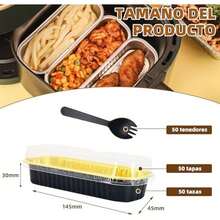 Paquete de 50 moldes de con tapas,rectangulares de 200ML,mini moldes para hornear pan,latas de aluminio para magdalenas (Oro) - negro - Ver 2