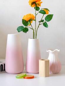 1个粉色陶瓷花瓶，适合插花、收纳和现代家居装饰 - 粉色 - 查看 3