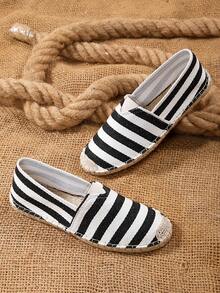 透气、吸湿、防滑编织渔夫鞋，透气、吸湿、防滑亚麻鞋 - 黑與白 - 查看 3