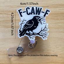 可伸缩D卡套卷轴，可爱卡通设计，护士医院胸牌套办公挂绳，1个装 - 黑色 - 查看 4