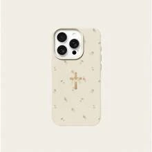 1pc TPU Soft Floral Religious Cross Pattern Phone Case Compatible With IPhone 17 Pro Max/17/16 Pro Max/15/13/12/11, S20 FE/A15/S24/A55, Redmi Note 11/12/13 Pro, Full Body Shockproof Protective Cover - White - View 5