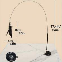 1/3pcs Interactive Feather Cat Toys With Suction Cup Base - Durable, Easy-To-Use Steel Rod For Fun Play Time - Multicolor - View 3