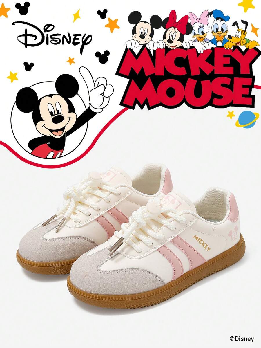 Mickey Mouse Official Collaboration With Mouse | 1 Pair Children's Sports Shoes, Suitable For Daily Wear, Festivals, Sports And Outdoor Activities. Comfortable, Foot-Shaped, Anti-Slip, Durable, Breathable. (Boys' Sports Shoes, Boys' Casual Shoes, Children's Sports Shoes, Girls' Sports Shoes, Girls' Casual Shoes) - Pink - View 1