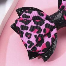 1pcs Leopard Print Pattern Bow Hair Clips Glitter Hair Bow Clips Sweet Hair Accessories - 1 cái - Xem 3
