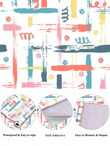 1 Roll 1m/3m/5m Vintage White/Pink/Blue Graffiti Textured Art Style Wallpaper, Suitable For Home Renovation, Room Decor, Cabinet Refurbishing, Bathroom Decor, Waterproof, Stain-Resistant, Flexible Vinyl Self-Adhesive Wallpaper - Multicolor - View 12