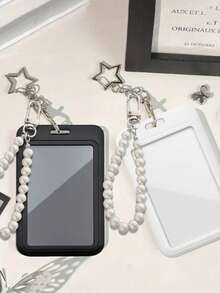 Black Card Holder With Star Pendant, Paired With Rhinestone-Encrusted Electroplated Butterfly Accessories, Bag Ornament, Keychain, Can Hold Id Card, Celebrity Card, Bus Card, Meal Card, Subway Card, Photo, Residential Card, Access Card Protective Cover, Can Be Used Daily, Decorated, Or Given As A Gift To Friends - Multicolor - View 5