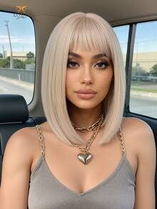 Encantadora peluca bob dorada de 12 pulgadas, aspecto natural hecho de fibras sintéticas de alta calidad, esponjosas y transpirables resistentes al calor, perfecta para uso diario de moda, ideal para citas, sesiones de fotos, cosplay, fiestas elegantes, festivales de música y reuniones casuales, peluca de cabello corto