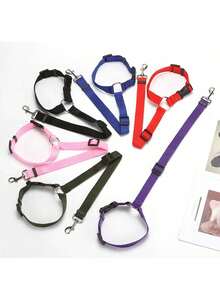 1pc Pet Car Safety Leash, Round Ring Dog Car Safety Harness, Backseat Tether Leash - Multicolor - View 2