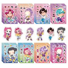 8张/套 K-Pop 可更换贴纸，女团贴纸，DIY拼图贴纸，变脸贴纸套装，乙烯基贴纸，适用于日记本、笔记本、笔记本电脑、保险杠、滑板、水瓶、电脑、手机、卡通、头盔、汽车和装饰
