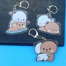Bộ 2 móc khóa hình gấu Bubu Dudu dễ thương, móc khóa hình gấu và gấu trúc hoạt hình Kawaii bằng acrylic, phù hợp với ba lô nữ, chìa khóa xe hơi, quà tặng lý tưởng cho ngày Valentine. - Nhiều màu - Xem 6