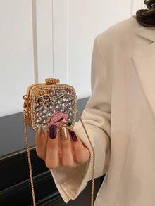 New Fashionable Niche Design Mini Bowknot Versatile Lipstick Earbud Coin Purse With Chain Shoulder Crossbody Bag For Women[US-Based Shipping]1pc Mini Acrylic Metallic Square Shape Handbag,Shiny Electroplated Fashion Clutch For Women,Women's Fashion Chain Crossbody Bag,Suitable For Valentine's Day, Mini Acrylic Electroplated Metallic Silver Shiny Square Decor Clutch Bag, Parties,Dates,Shiny,Chic, And Full Of Charm - This Mini Metallic Bow Bag Is Your New Party Essential. Multipurpose Coin Purse For Jewelry, Earphones Or Gifts,Weddings,Dates,Or As A Shoulder/Crossbody Bag,Bowknot Mini Evening Bag,Women's Chain Lip Gloss Pouch,Dates,Coin Purse,Versatile Women's Personalized Fashion Chain Lipstick Pouch,Jewelry/Earphone/Cosmetic Storage Box,Gift For Ladies, Suitable For Valentine's Day, Party, Wedding Dress Decoration, Date Use Shoulder/Crossbody Bag, Elegant Ladies ,Christmas, Christmas Gifts, Christmas Outfits, Christmas Styling, Purse,Purses,Bags,Bag,Wallet,Purses And Bags Women - 金色 - 查看 1
