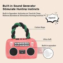 Plush Talking Dog Doll With Radio-Shaped Design, Cute Plush Doll Dog Chew Doll For Teeth Cleaning, Plush Talking Pet Doll Plush Guitar Doll With Built-In Sound Device, Press To Make Sound To Attract Dogs, Durable Rope For Easy Grip, Interactive Doll For Humans And Dogs Suitable For Medium And Small Dogs, Entertainment Doll To Relieve Boredom And Aid Chewing, Essential Pet Party Doll, Dog Doll, Dog Supplies, Dog's Favorite Doll, Dog Birthday Gift Self-Entertainment Doll For Puppies - Multicolor - View 3