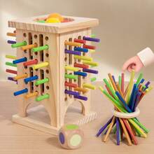 Children's Pine Wood Stick Balance Game Stick Kindergarten Concentration Training Interactive Board Game Spatial Thinking Puzzle Toy Two Person Interactive Tabletop Game Exercise Children's Logical Thinking Party Social Interaction Small Game Gift - Multicolor - View 2