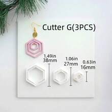 Cortadores geométricos de argila, moldes de argila polimérica multiformato encaixáveis, para brincos minimalistas em camadas, ideais para estilos de joias modernos, boho e em tons neutros. - Branco - Ver 10