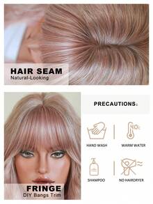 7JHH WIGS 高品质36英寸超长波浪卷发假发，优雅粉色渐变超长波浪假发，刘海挑染金色，耐热纤维材质，无胶合成全机编织，适合日常佩戴、音乐节派对、街头风、动漫角色扮演或服装搭配，是女孩毕业礼物和假发配件的理想之选。 - 粉色 - 查看 7