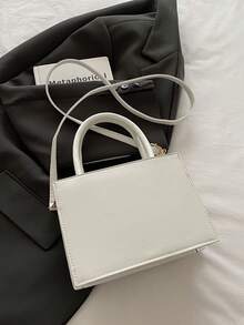 حقيبة يد أنيقة للنساء بلون أحادي للتنقل، حقيبة كتف متعددة الاستخدامات، حقيبة كروس عالية الجودة مناسبة للمواعيد والهدايا والعمل وعيد الحب - أبيض - مشاهدة 6